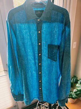 Rodd & Gunn 100% Linen Shirt Men's Small Original Fit Cobalt Blue Button Down